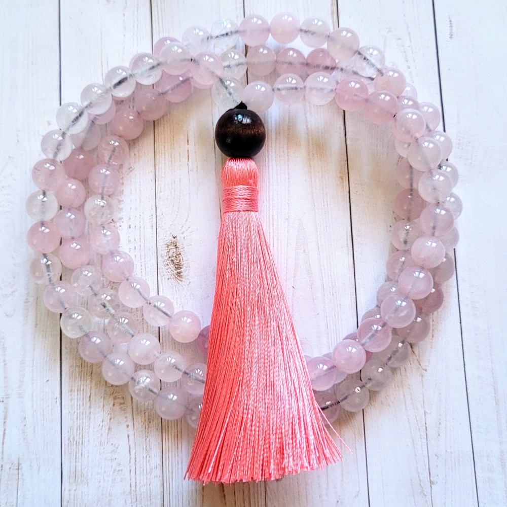 108 Rose Quartz Mala Necklace